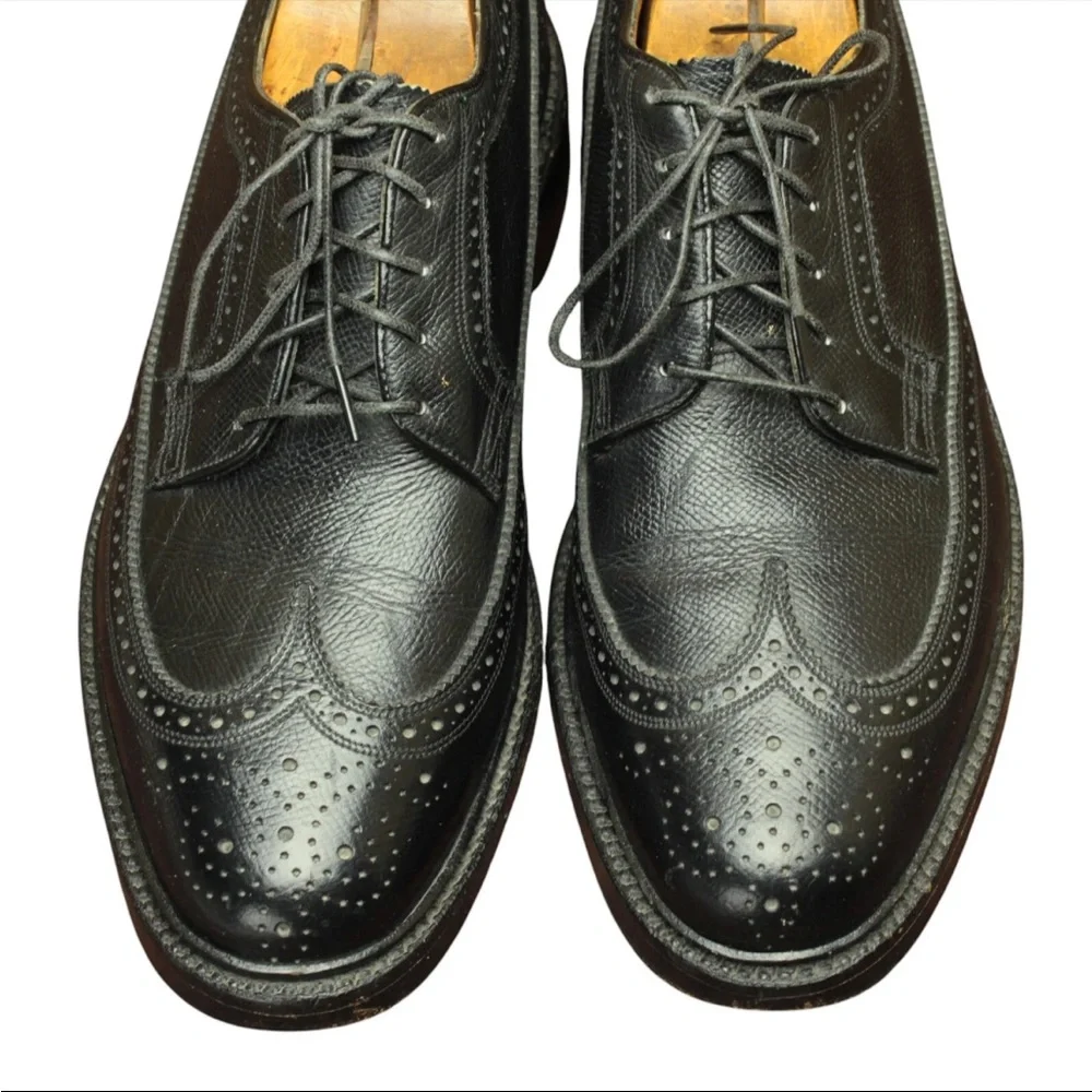 Florsheim Imperial Shell Cordovan 5 Nail Wingtips Brogue Mens 8 D Black Leather